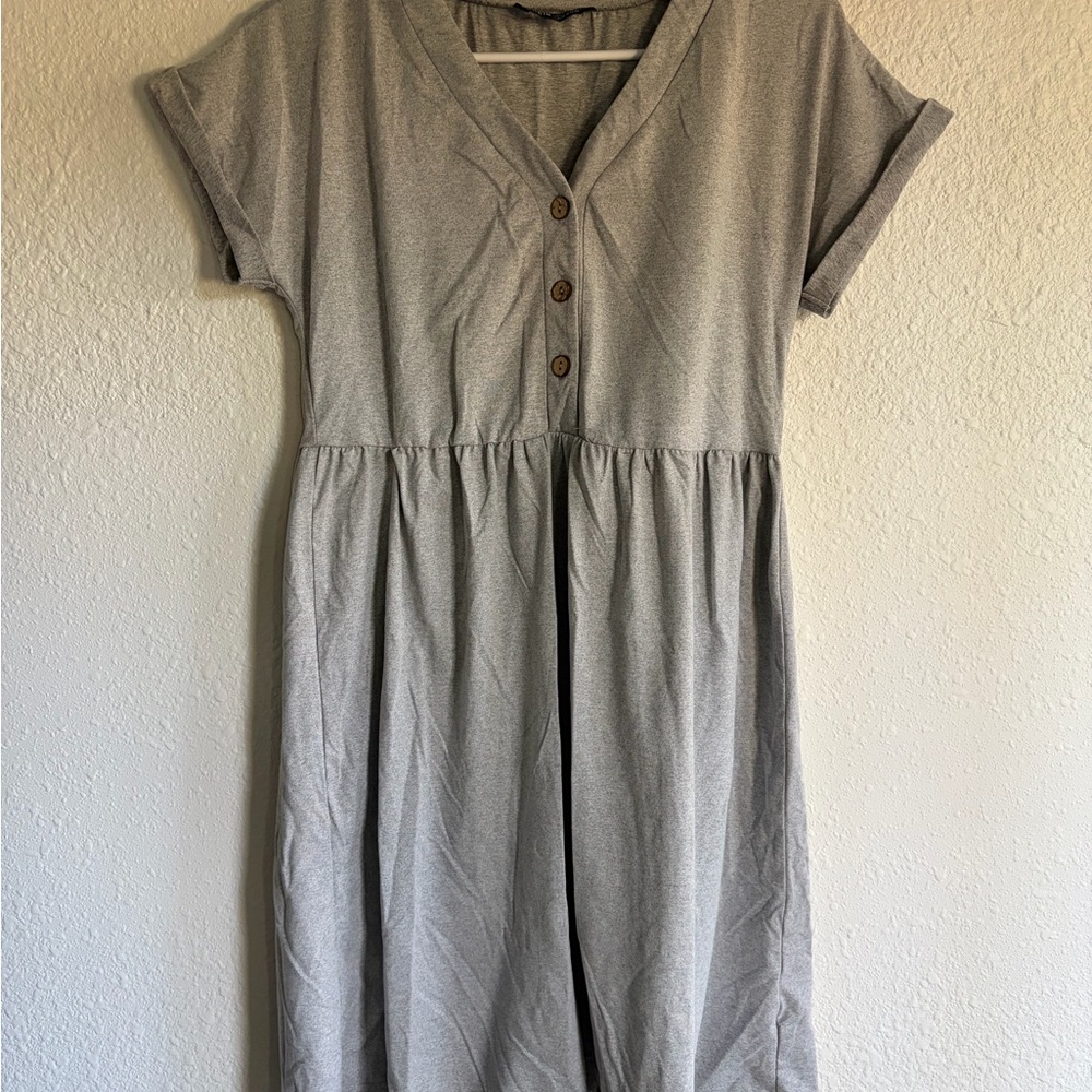 Gray Button-Down Dress
